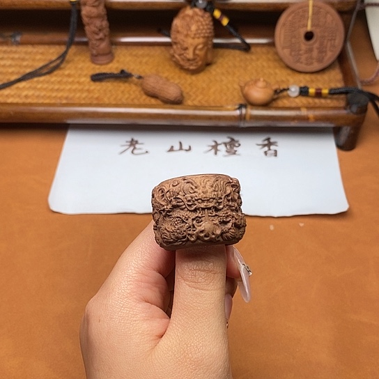 檀香木手串/手链九龙戏珠扳指