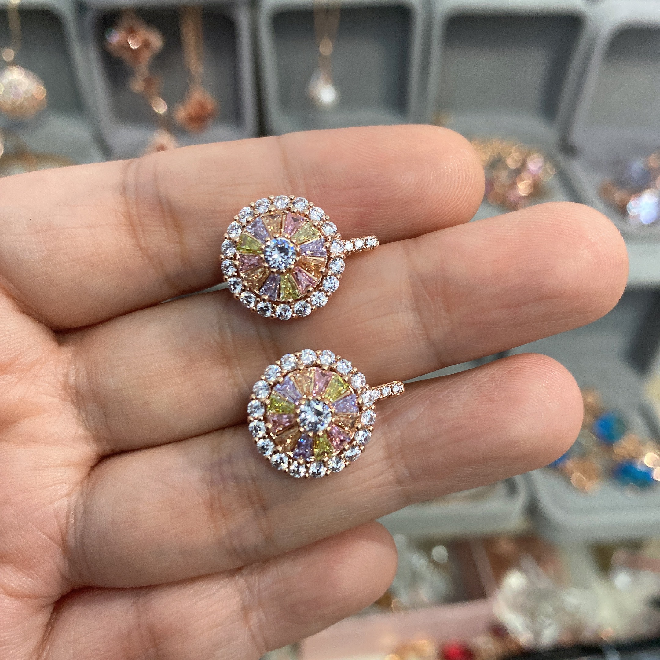 铜合金耳饰 233不掉色铜镀红金欧美素款585时尚百搭小众气质