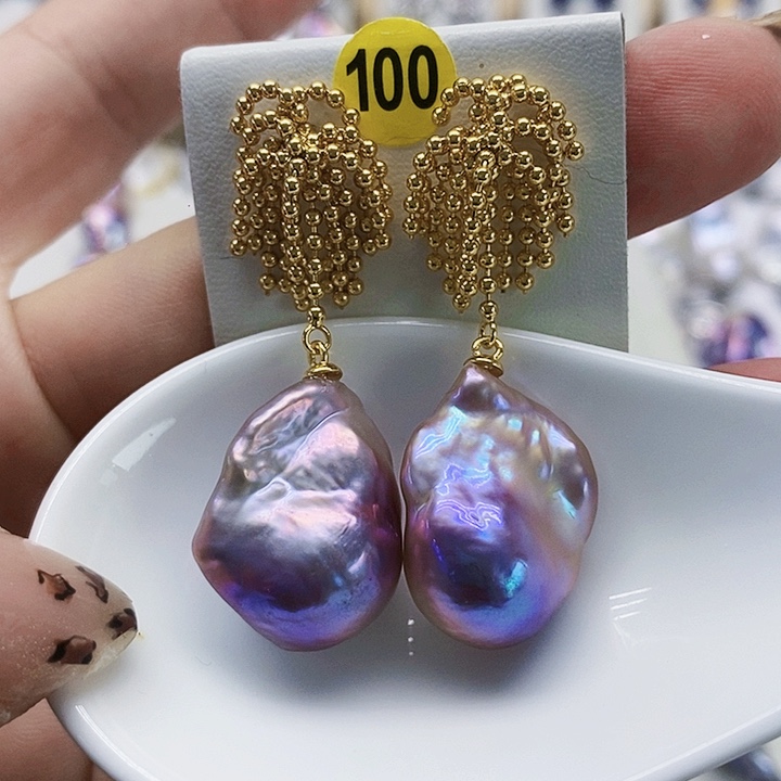 银S925镶嵌耳饰淡水珍珠