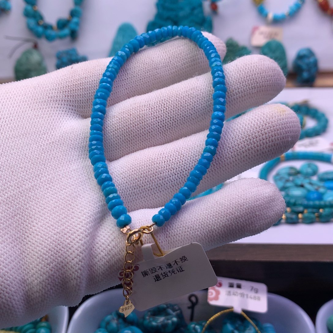 绿松石未镶嵌钻切手串4+