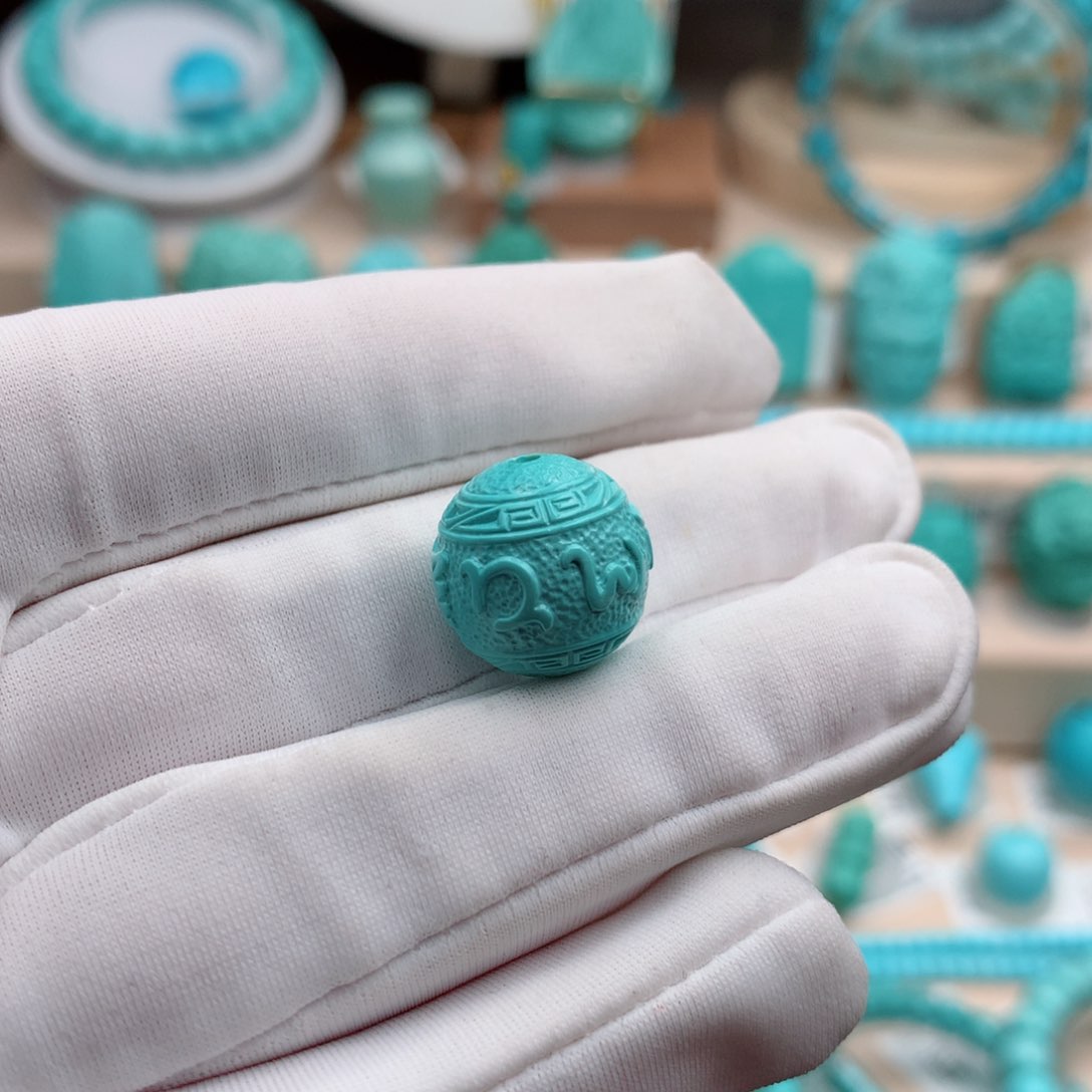 绿松石珠宝奇石未镶嵌14mm