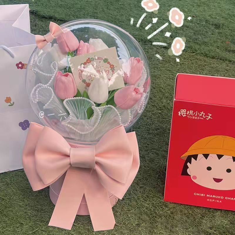 妇女节女神节礼物生日礼物郁金香抱抱桶波波球手工艺材料送妈妈