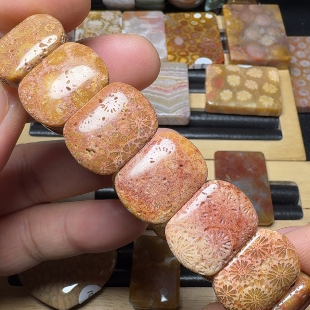 硅化珊瑚（珊瑚玉）纯天然色有机玉石未镶嵌