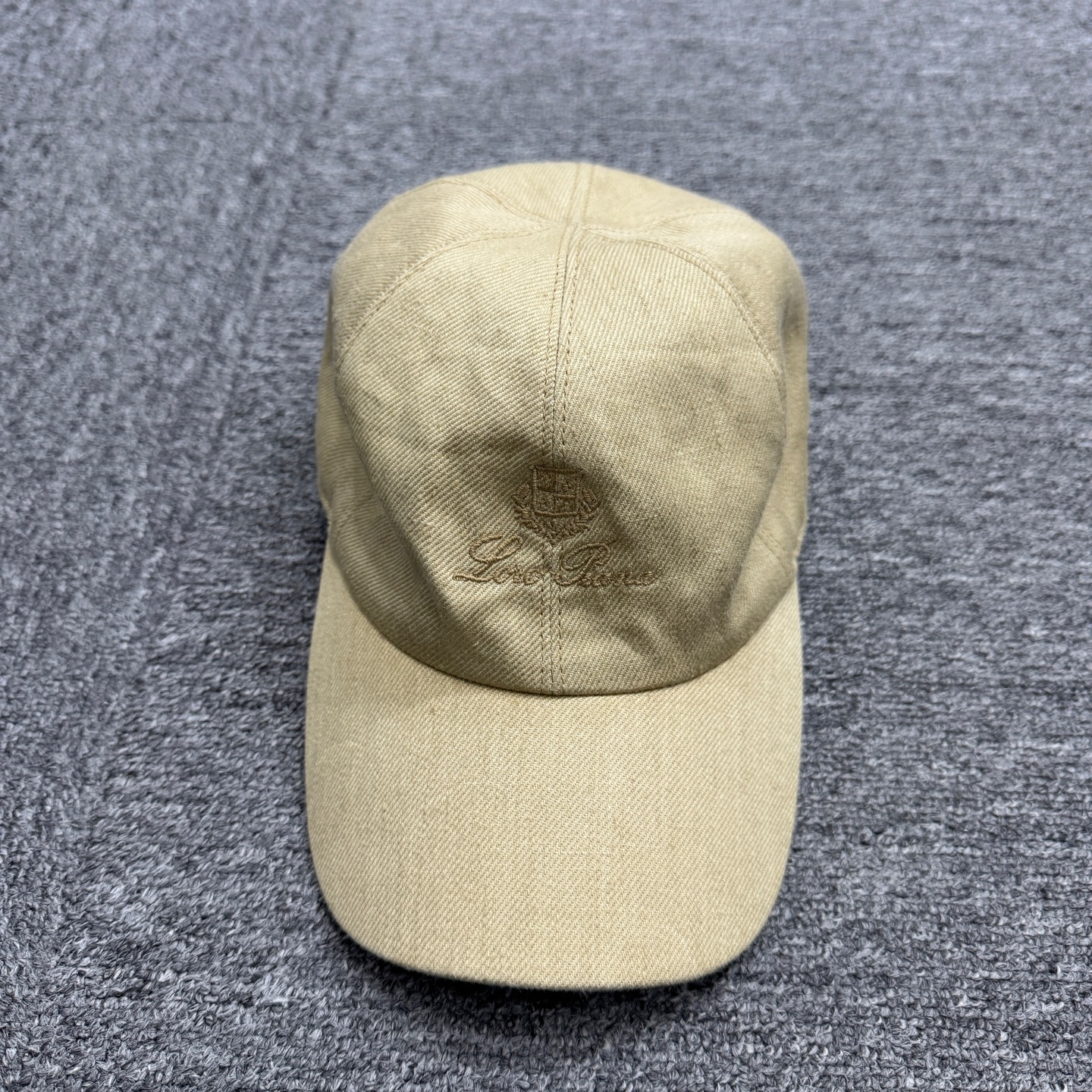 未使用 Loro Piana/诺悠翩雅 18286  亚麻刺绣棒球帽M码