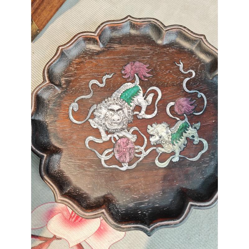 紫檀木螺钿镶嵌茶盘25