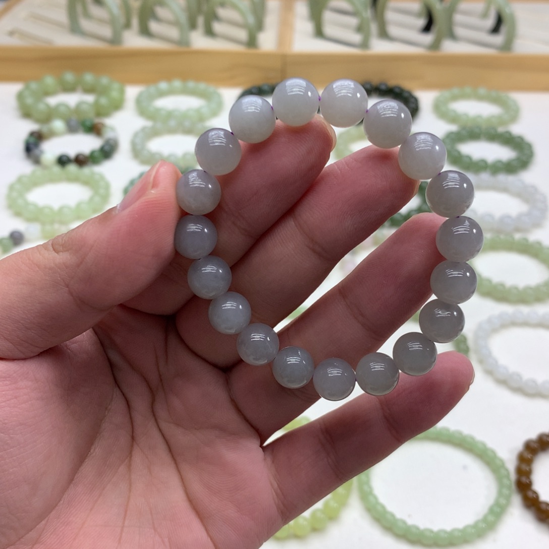 和田玉手串（烟紫9.8）未镶嵌