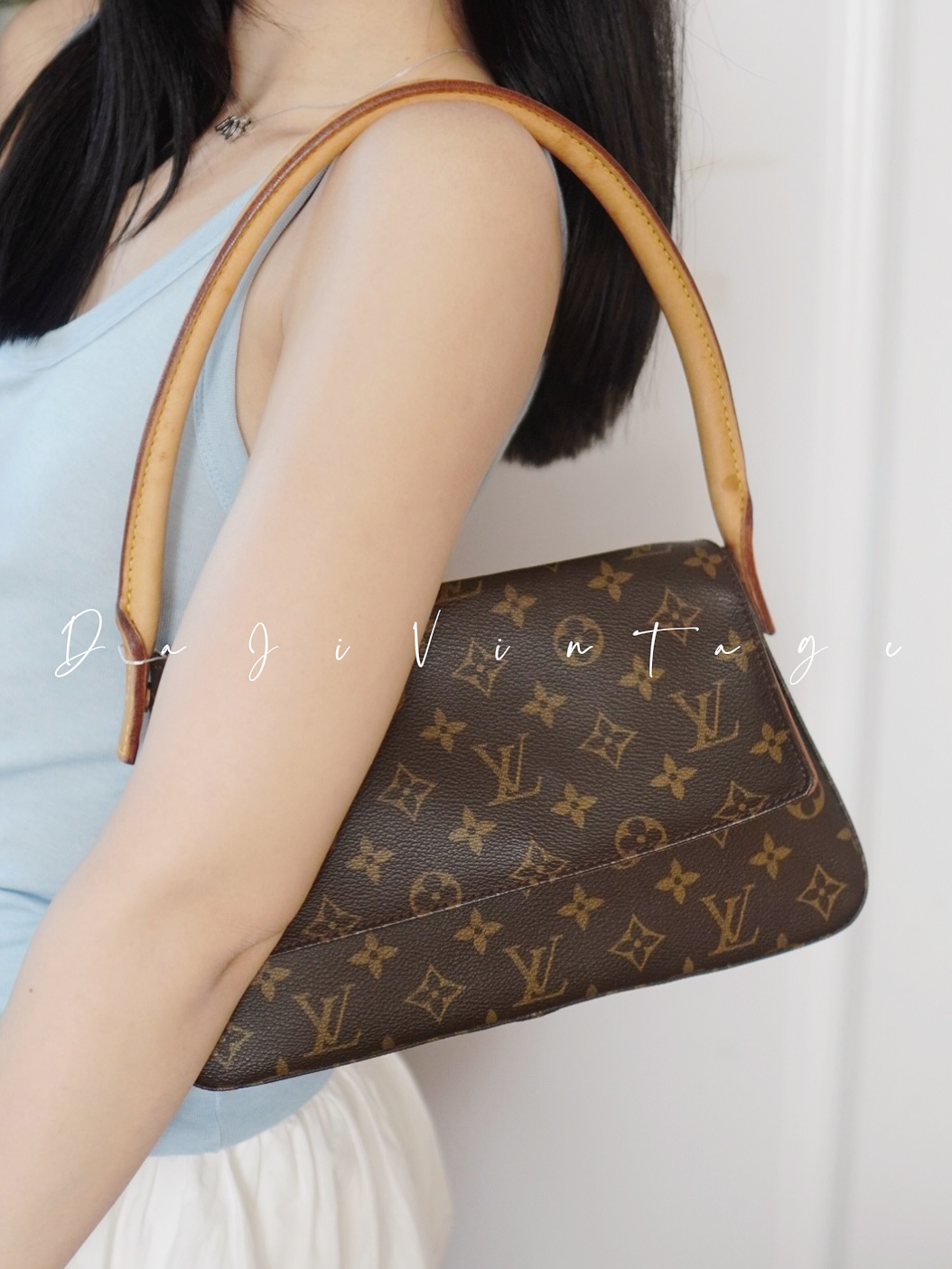 95新 LouisVuitton/路易威登 大吉中古/lv老花小号looping单肩包
