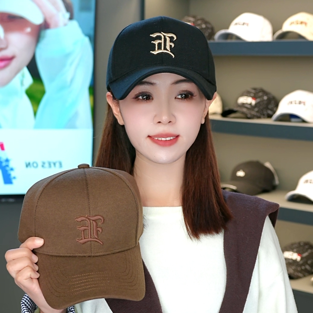 秋冬斜纹呢男女通用鸭舌帽立体刺绣帽子秋冬潮时尚硬顶有型棒球帽