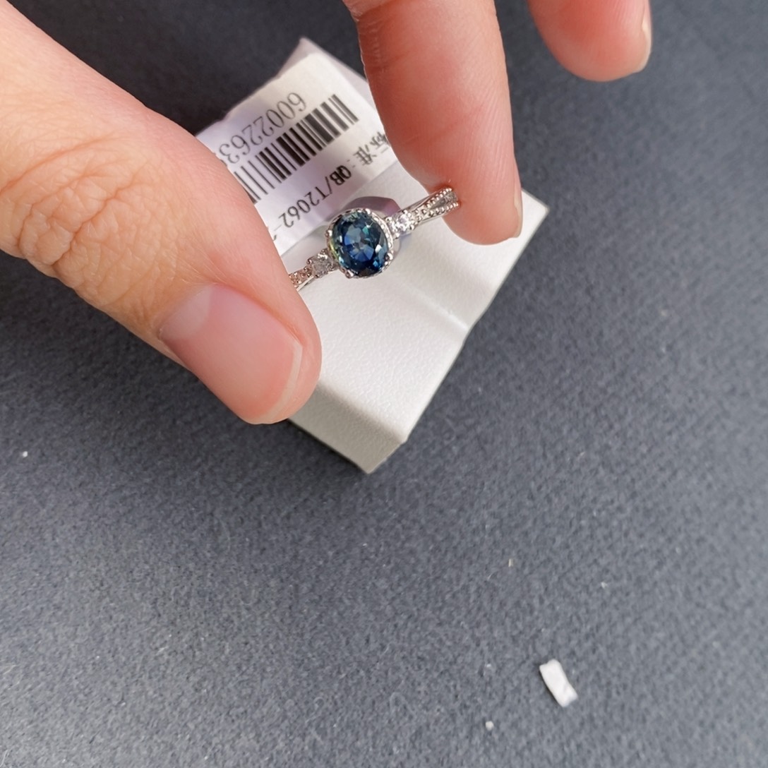 蓝宝石戒指银S925镶嵌
