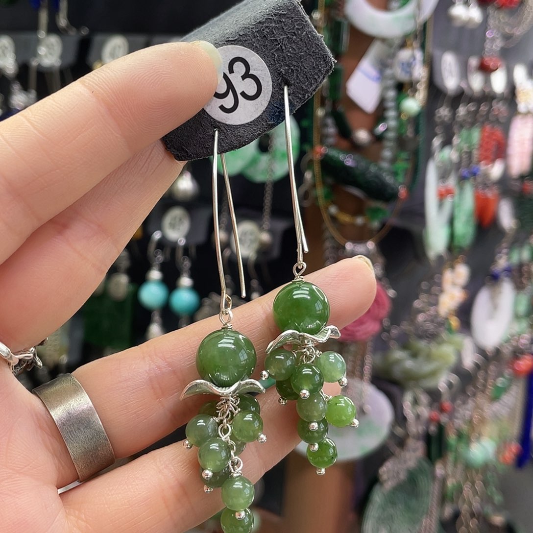 鑫***和田玉银S925镶嵌耳饰586gbhh