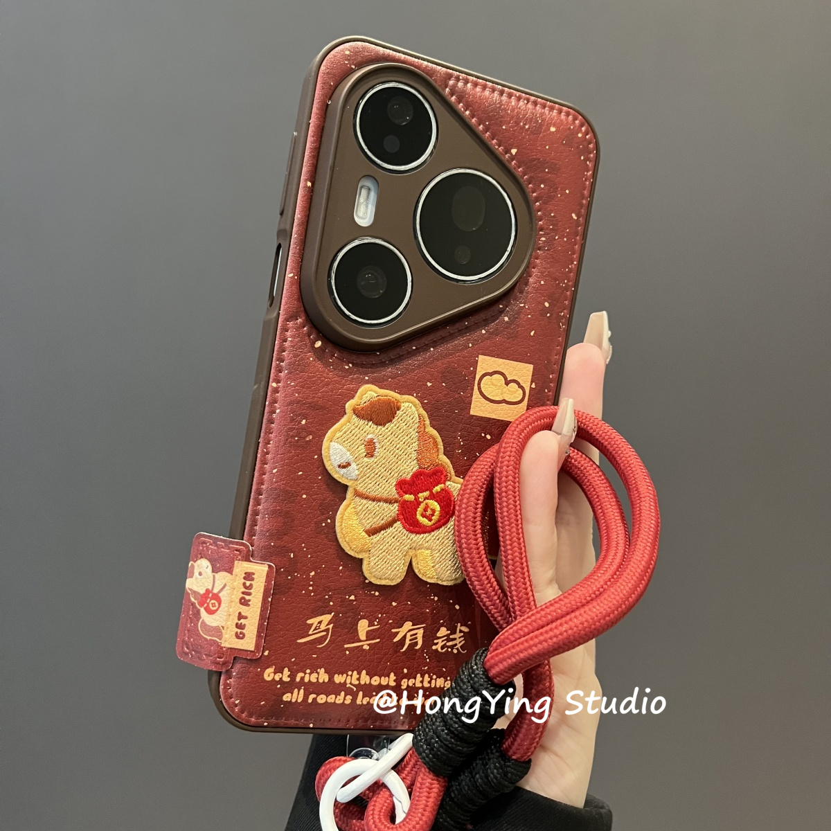 适用华为pura70pro+手机壳新年喜庆80Ultra刺绣马上有钱p60/50pro