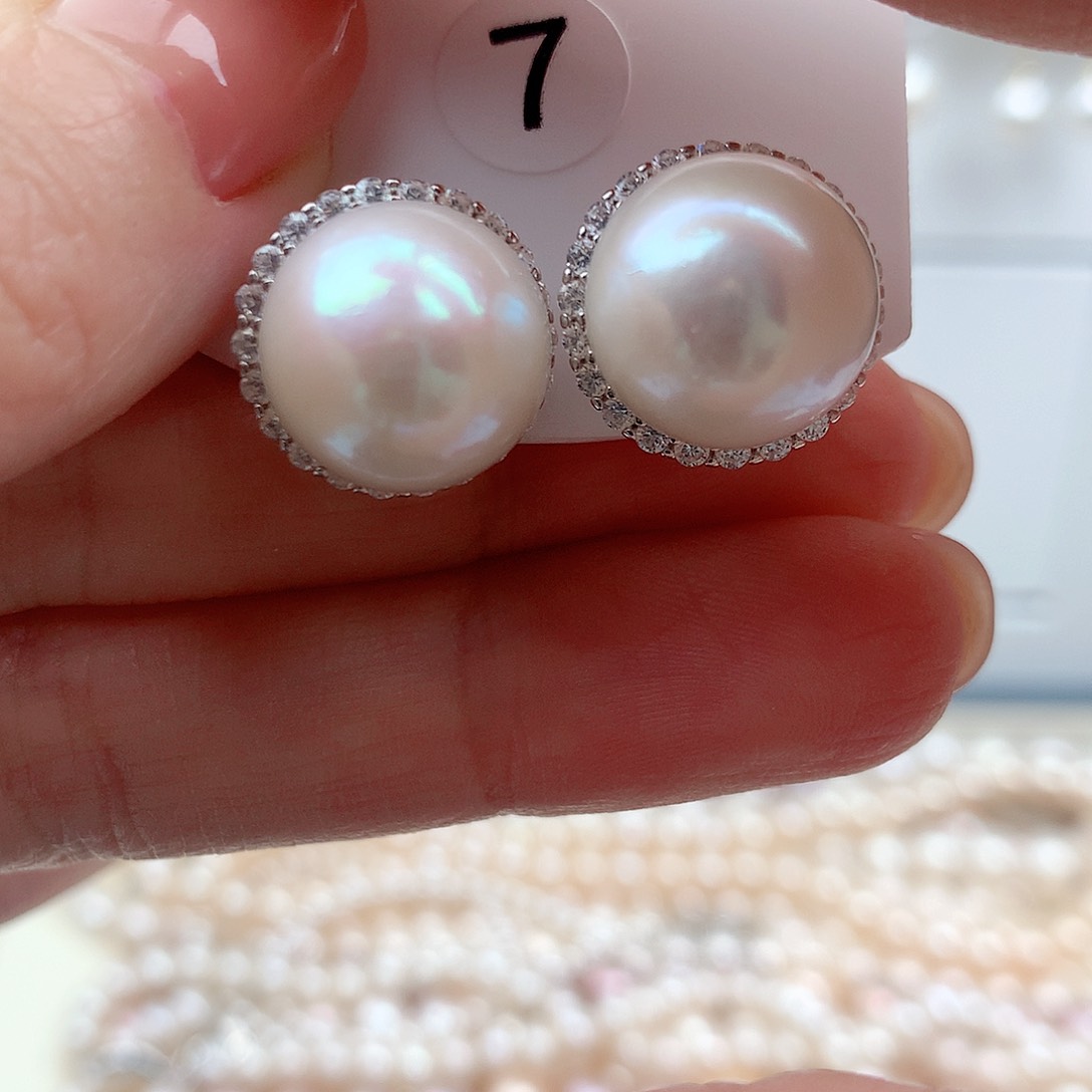 淡水珍珠耳饰银S925镶嵌