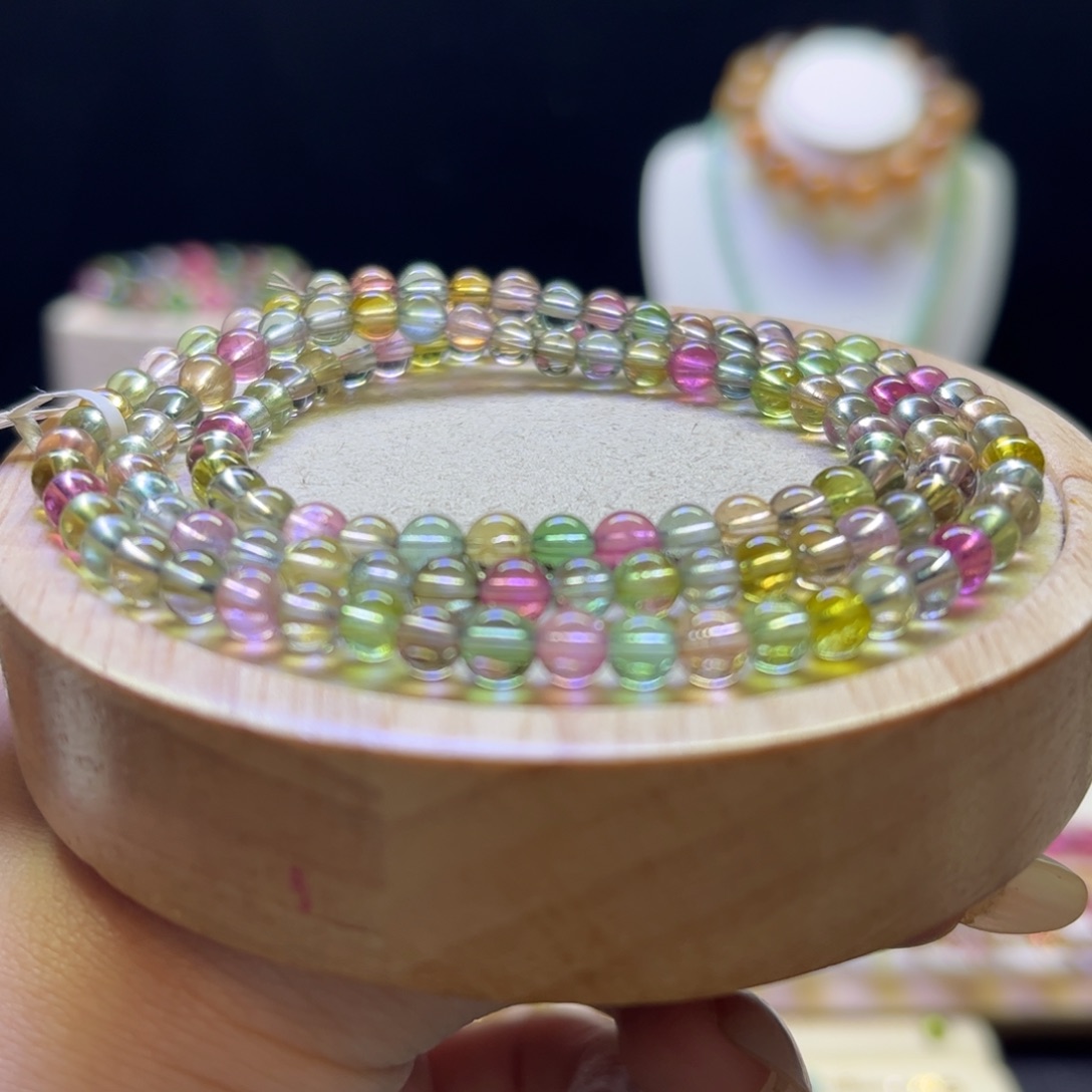 手链碧玺未镶嵌莫兰迪糖果4.8mm