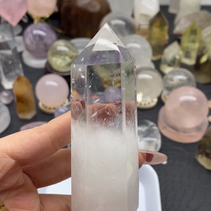 水晶68未镶嵌大*子白水柱