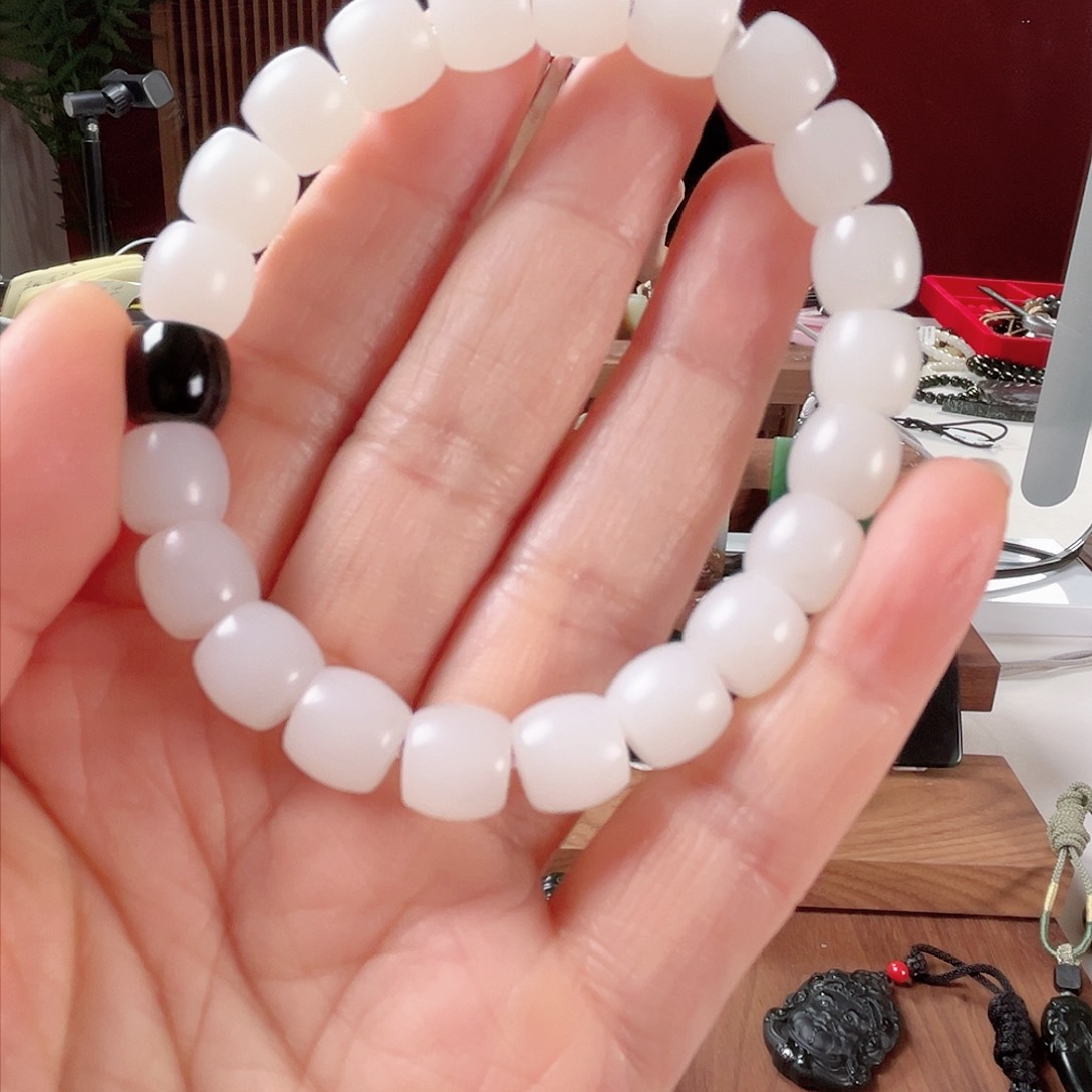 和田玉手链未镶嵌欢***七新疆和田玉且末白玉直切9/10