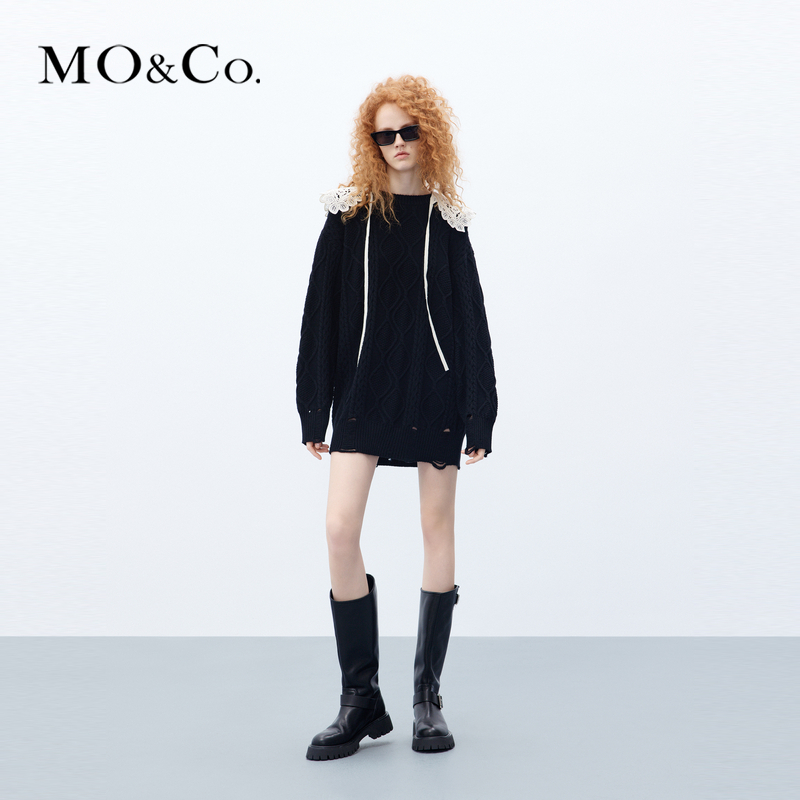 【达人专属】【防寒】MOCO秋绵羊毛牦牛绒连衣裙附装饰领MBC3DRS061