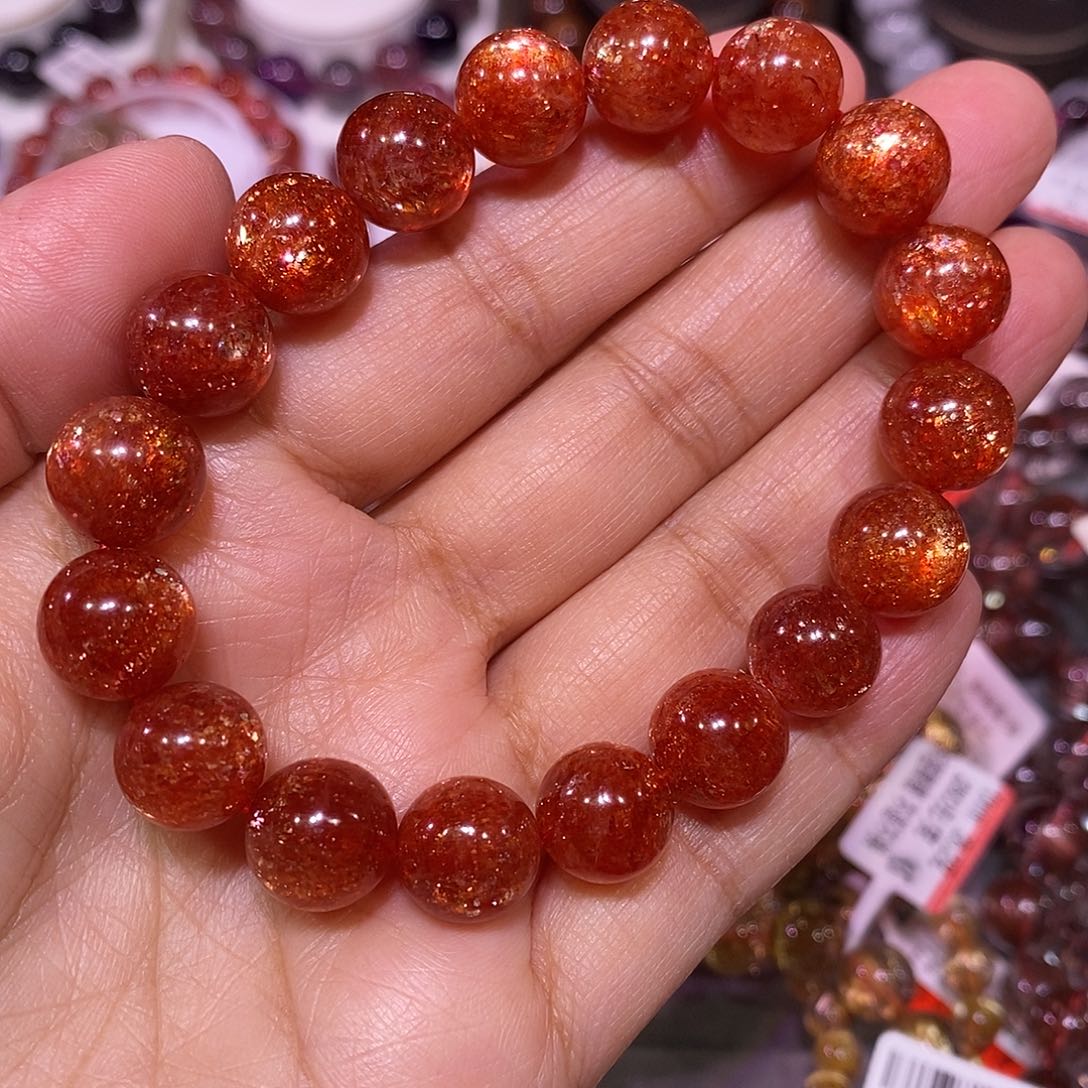 未镶嵌手链长石金太阳石11mm