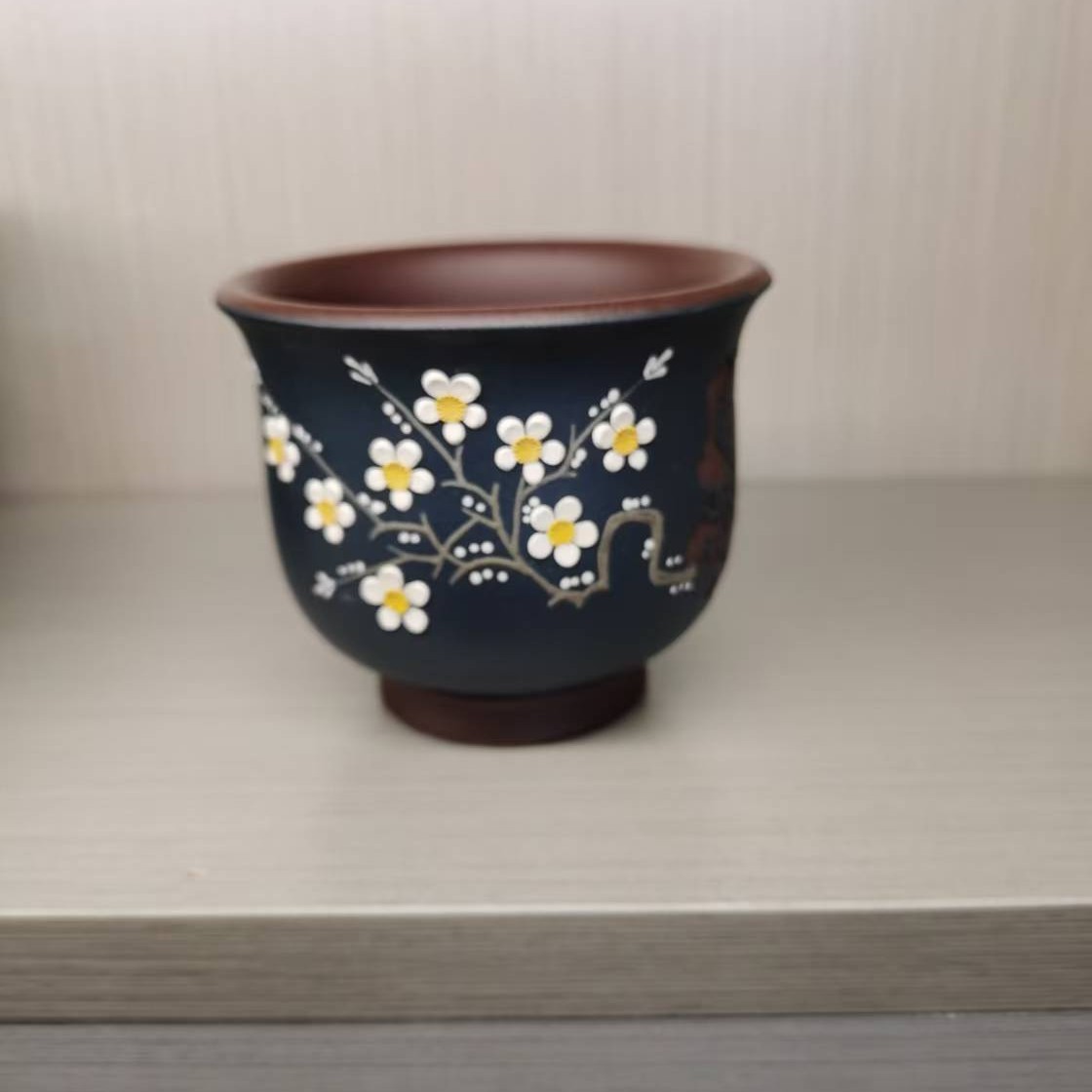 宜兴紫砂泥绘主人杯紫砂杯茶杯