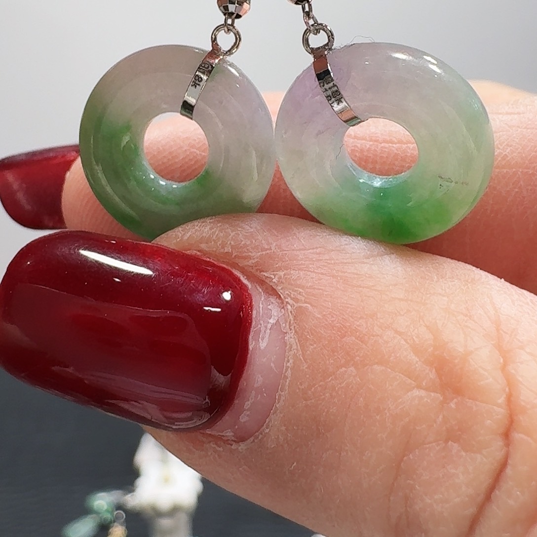 翡翠耳饰18K金镶嵌耳饰