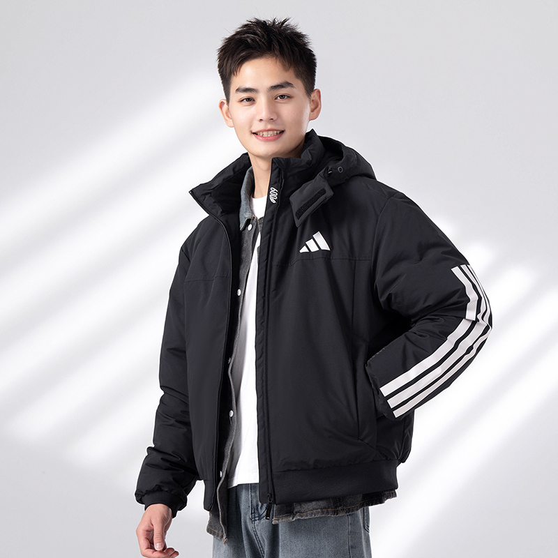 ADIDAS阿迪达斯男子连帽羽绒服冬季新款保暖宽松运动服外套JG3845
