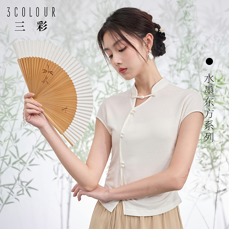 【绿子粉丝】三彩【雨晴新霁】2024夏季新款新中式镂空盘扣立dbq