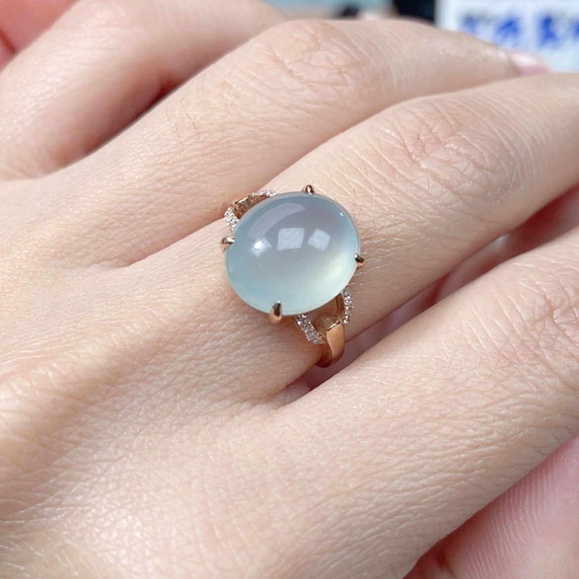 【闪购商品】翡翠戒指18K金镶嵌翡翠