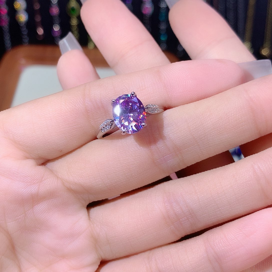 碧玺戒指银S925镶嵌白810