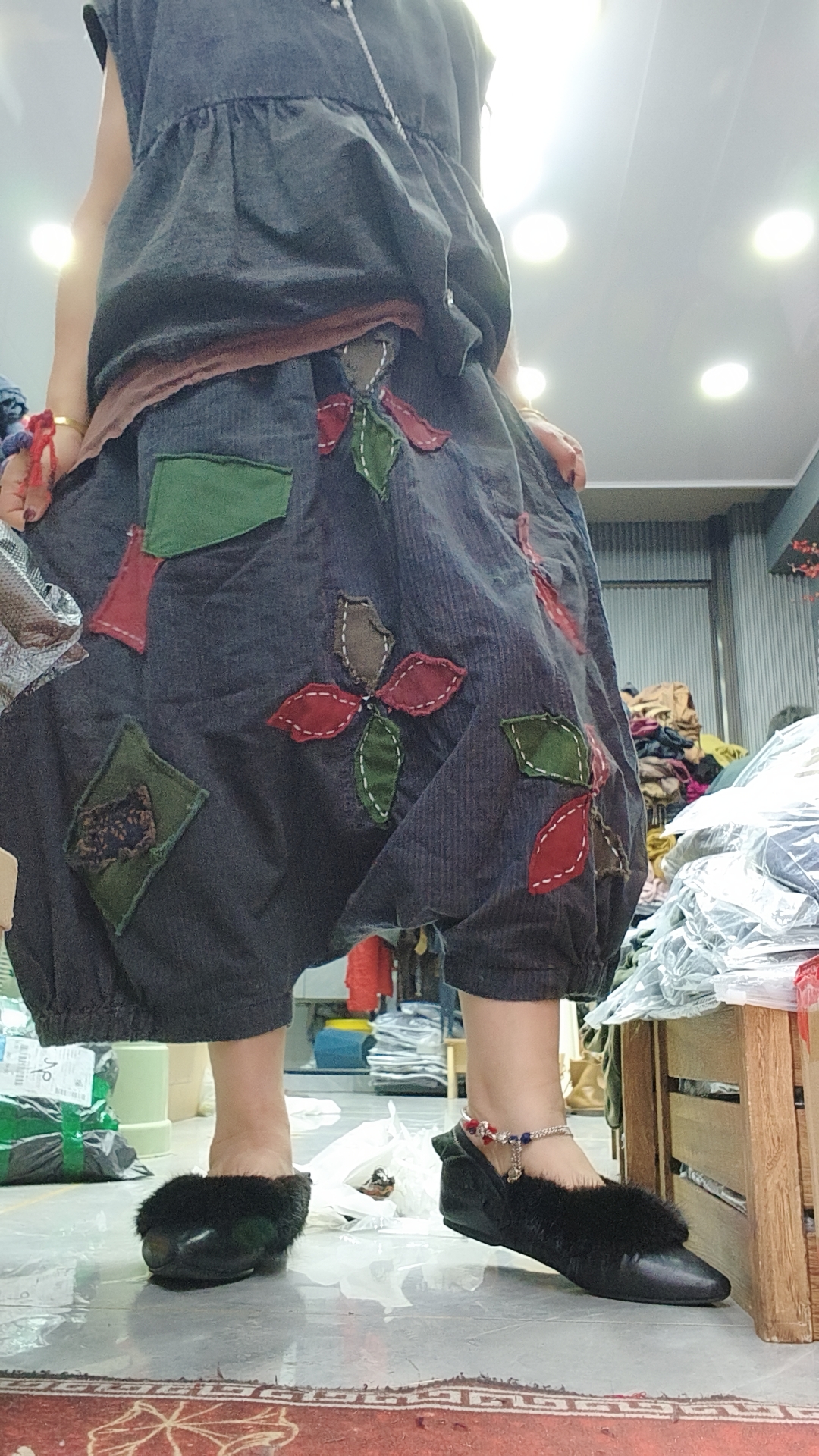 无吊牌水洗做旧老布树叶裤子直播间自选条纹