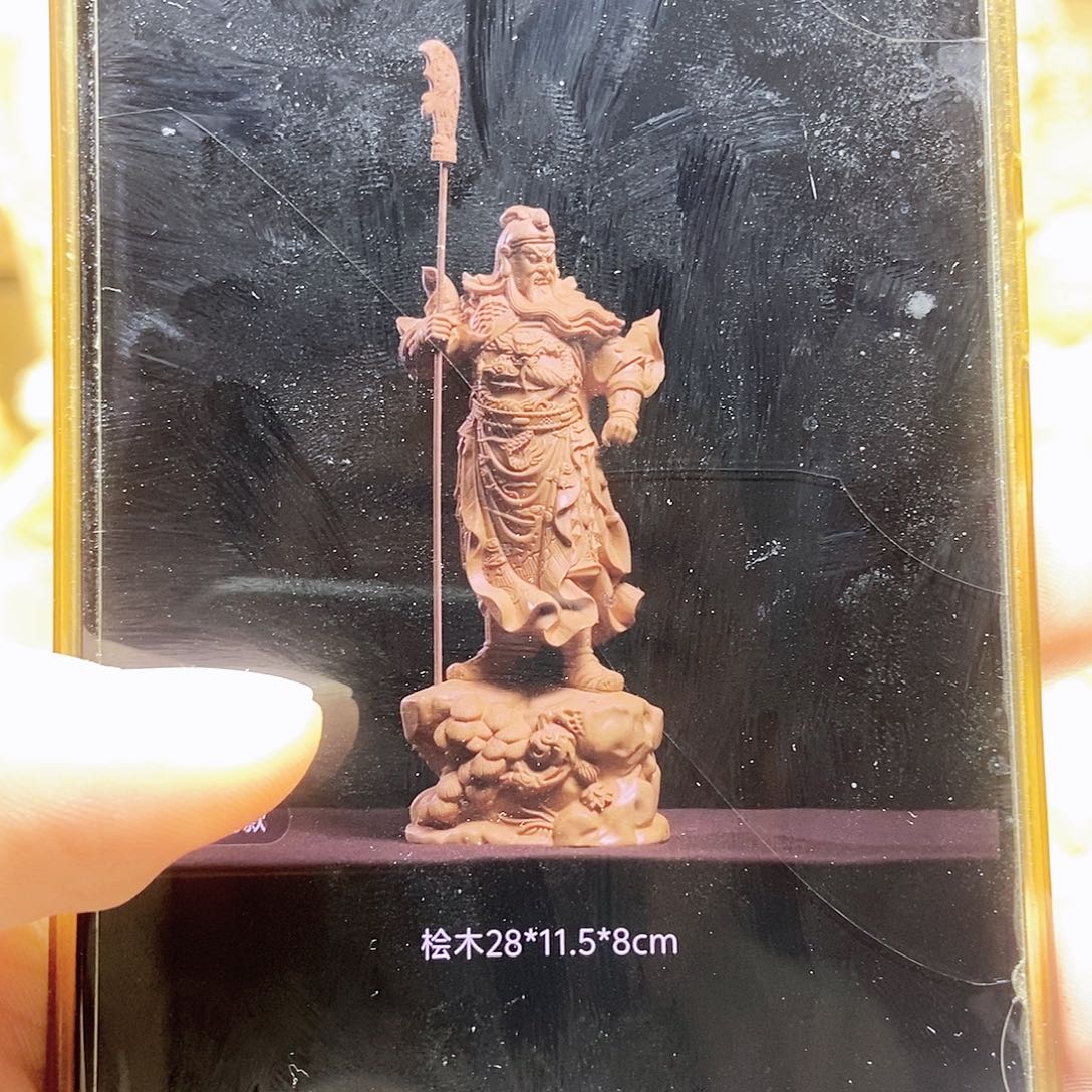 理***想桧木28公分立刀关公摆件