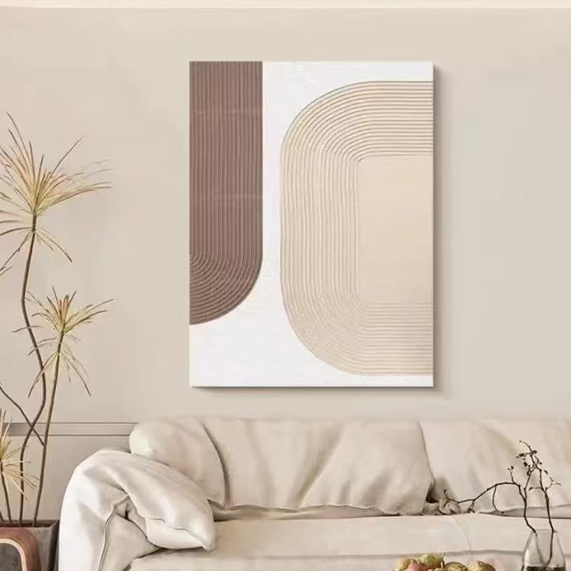 纯手♥绘无框油画《温馨》奶油风侘寂风现代简约抽象装饰画