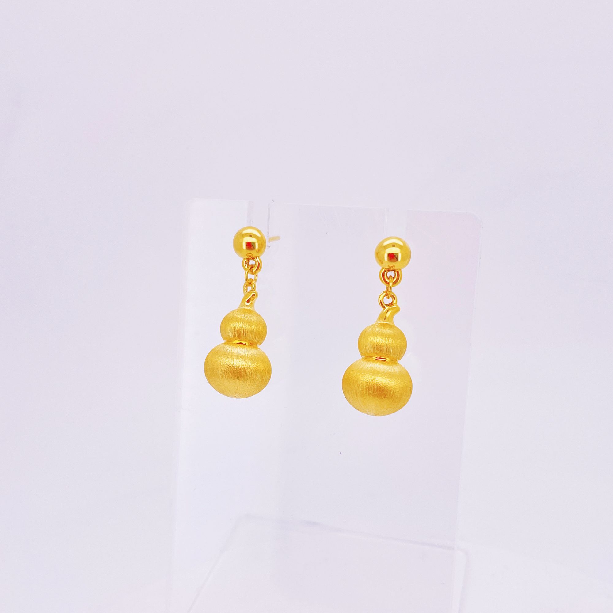 足金999黄金葫芦金耳坠3.38