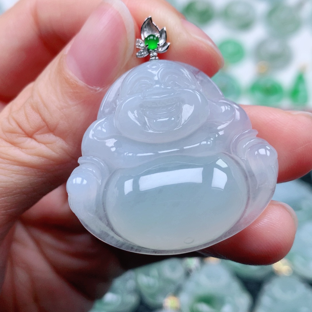 翡翠吊坠(不含链)18K金镶嵌