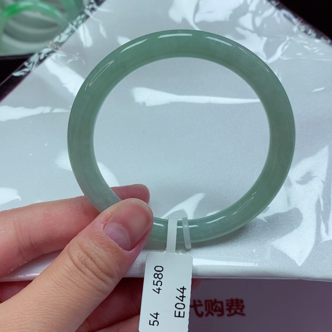 翡翠手镯未镶嵌纯天然缅甸A货翡翠54.5