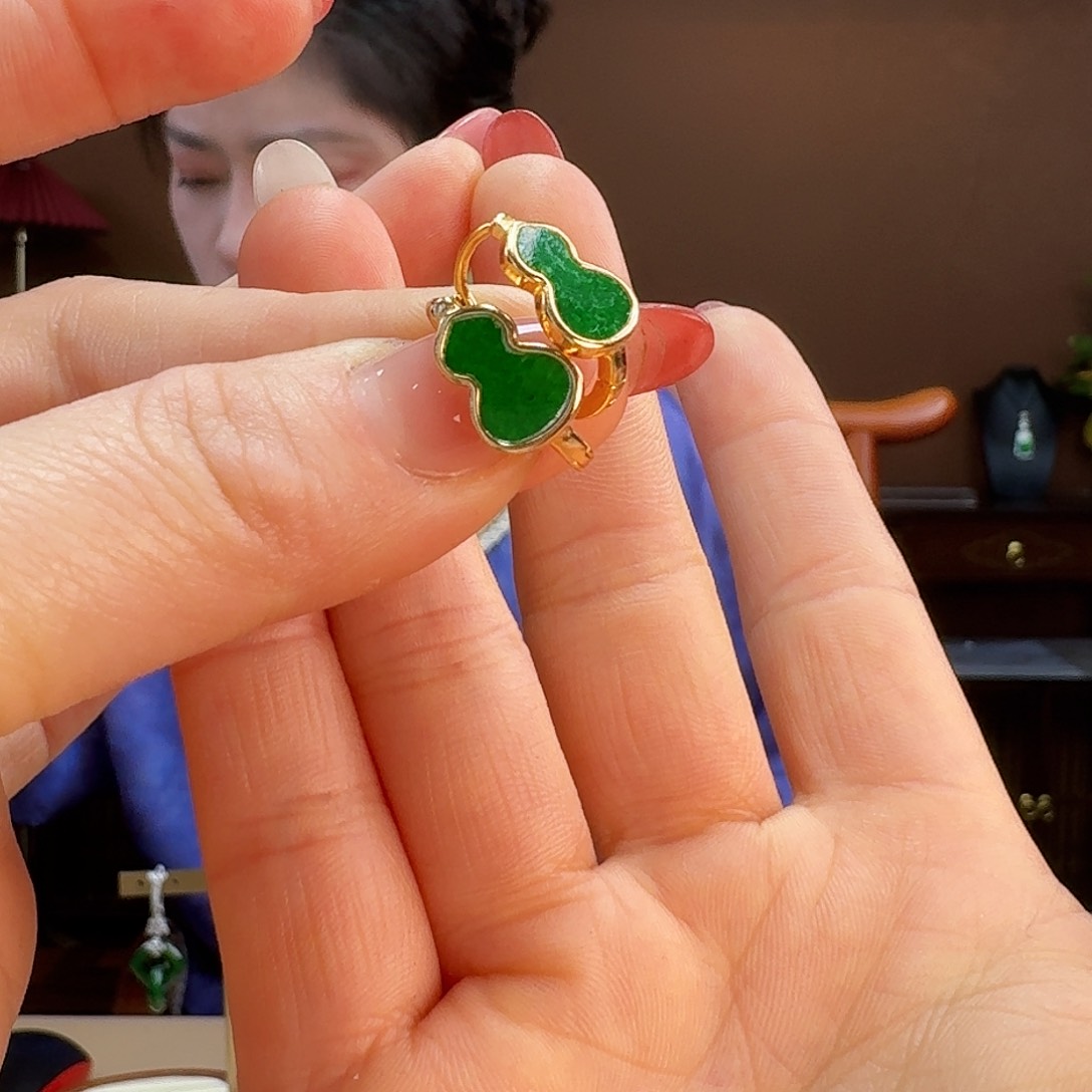 翡翠银S925镶嵌耳饰耳饰