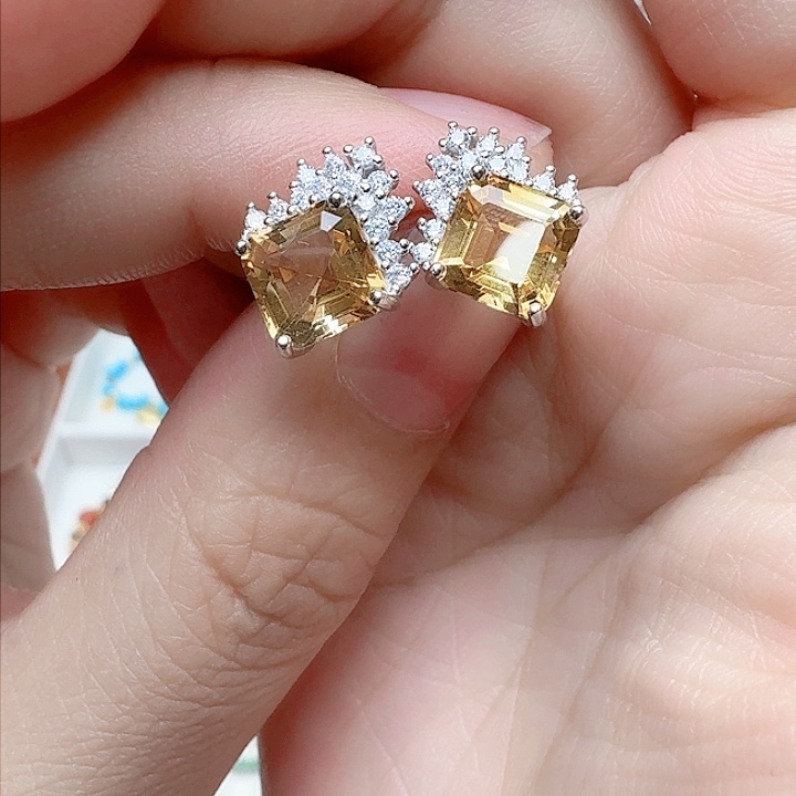 水晶手链银S925镶嵌耳钉
