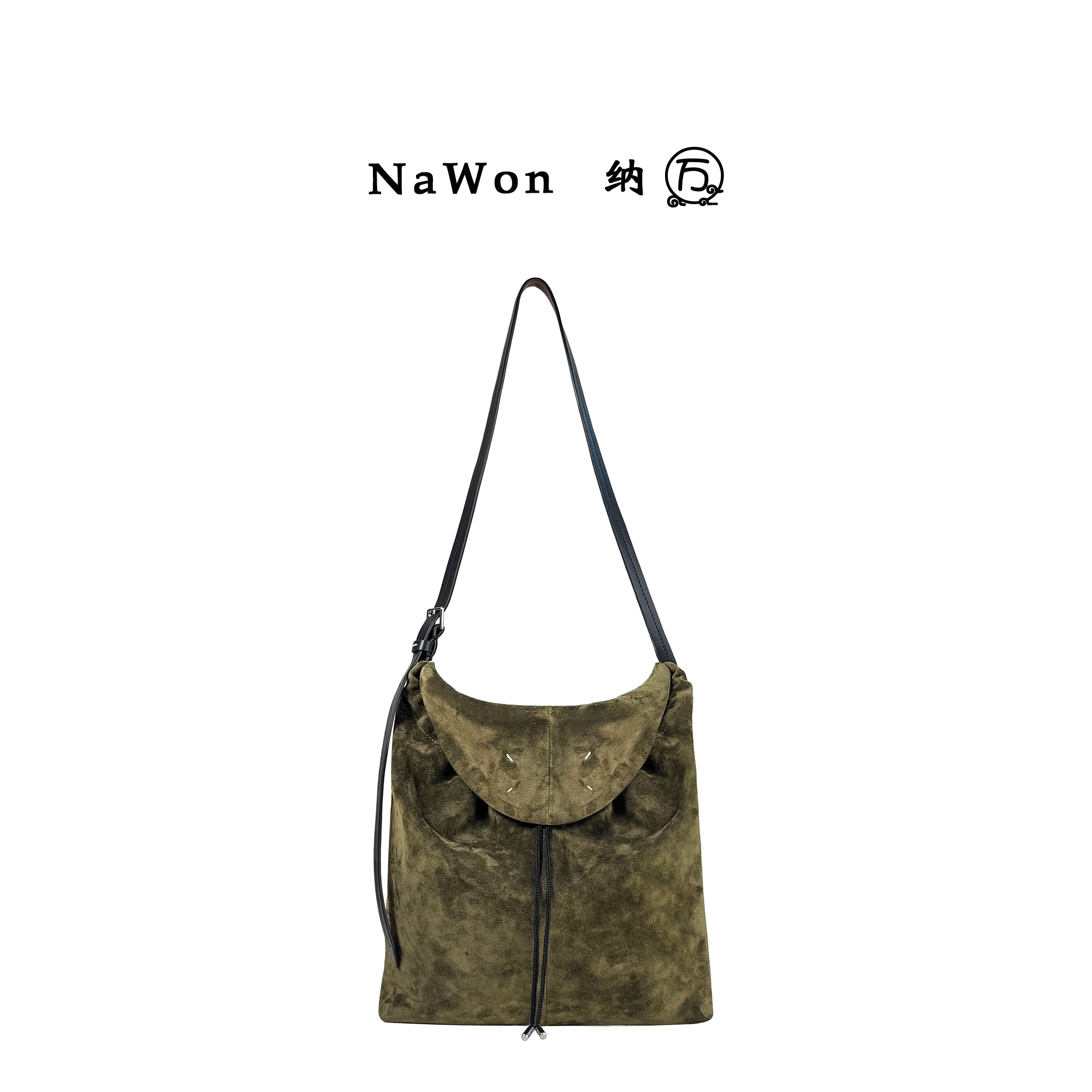 Nawon｜25新款 进口原厂牛反绒皮抽绳流浪水桶包通勤百搭单肩包