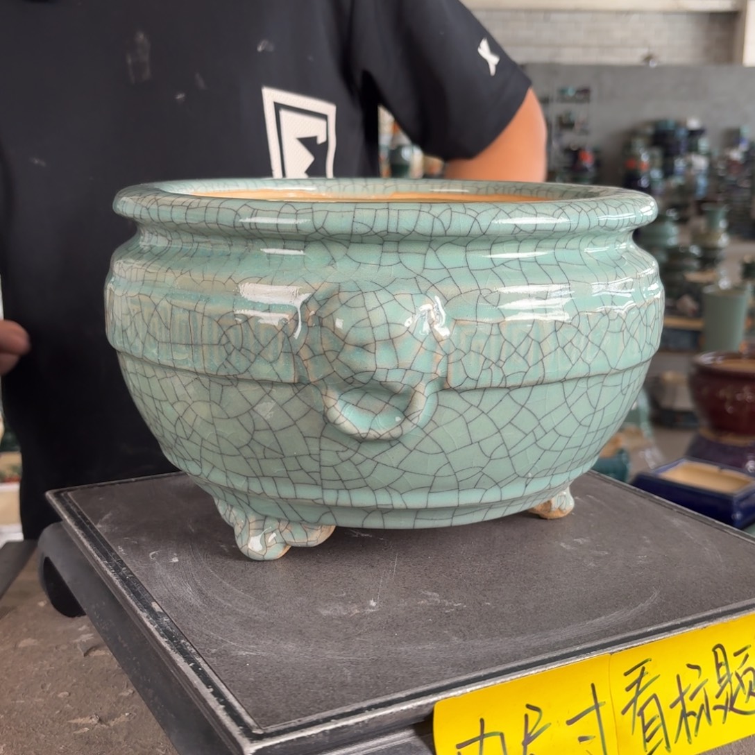 。一风堂石湾花盆 盆口变形 内21*13