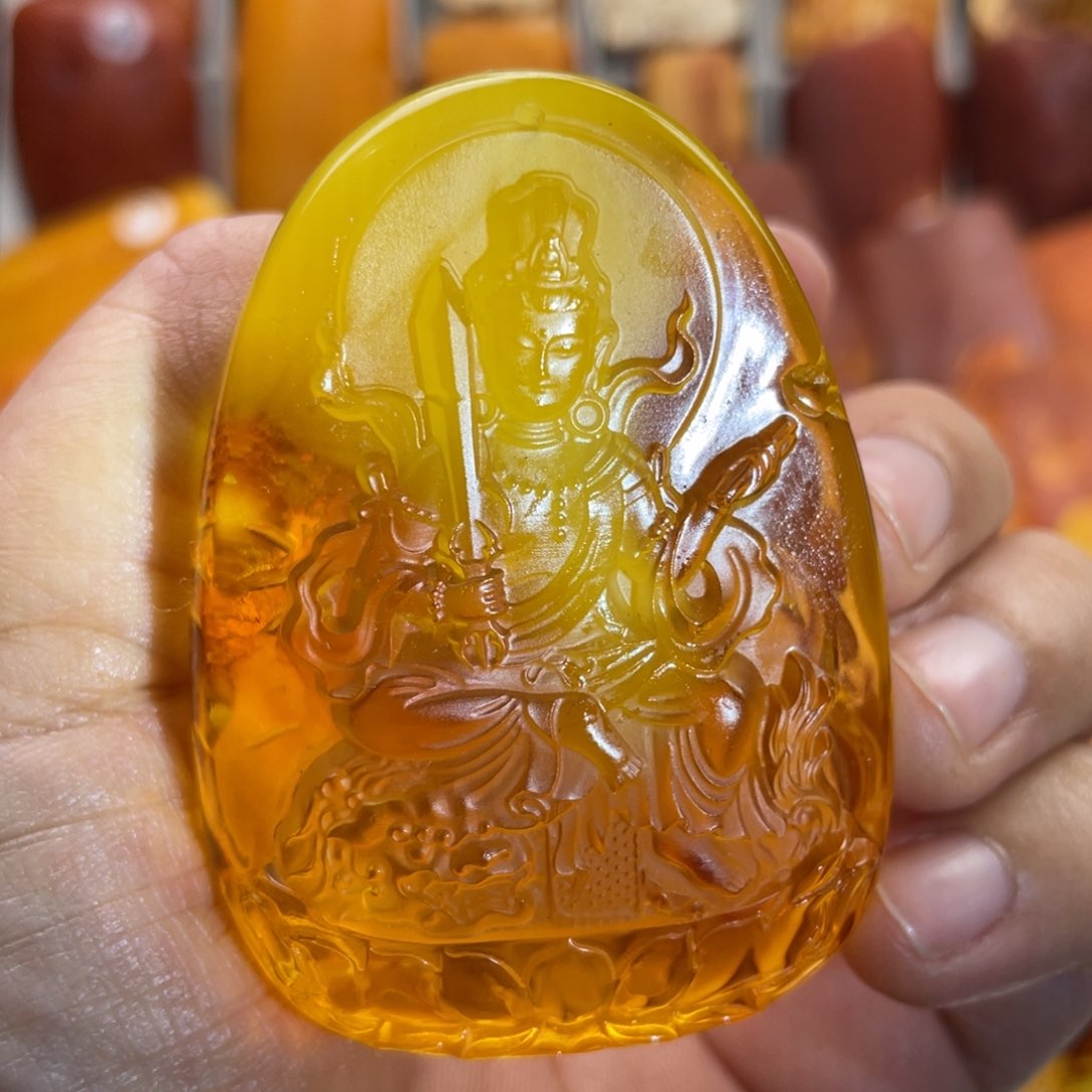 定制蜜蜡未镶嵌天然琥珀蜜蜡文殊菩萨