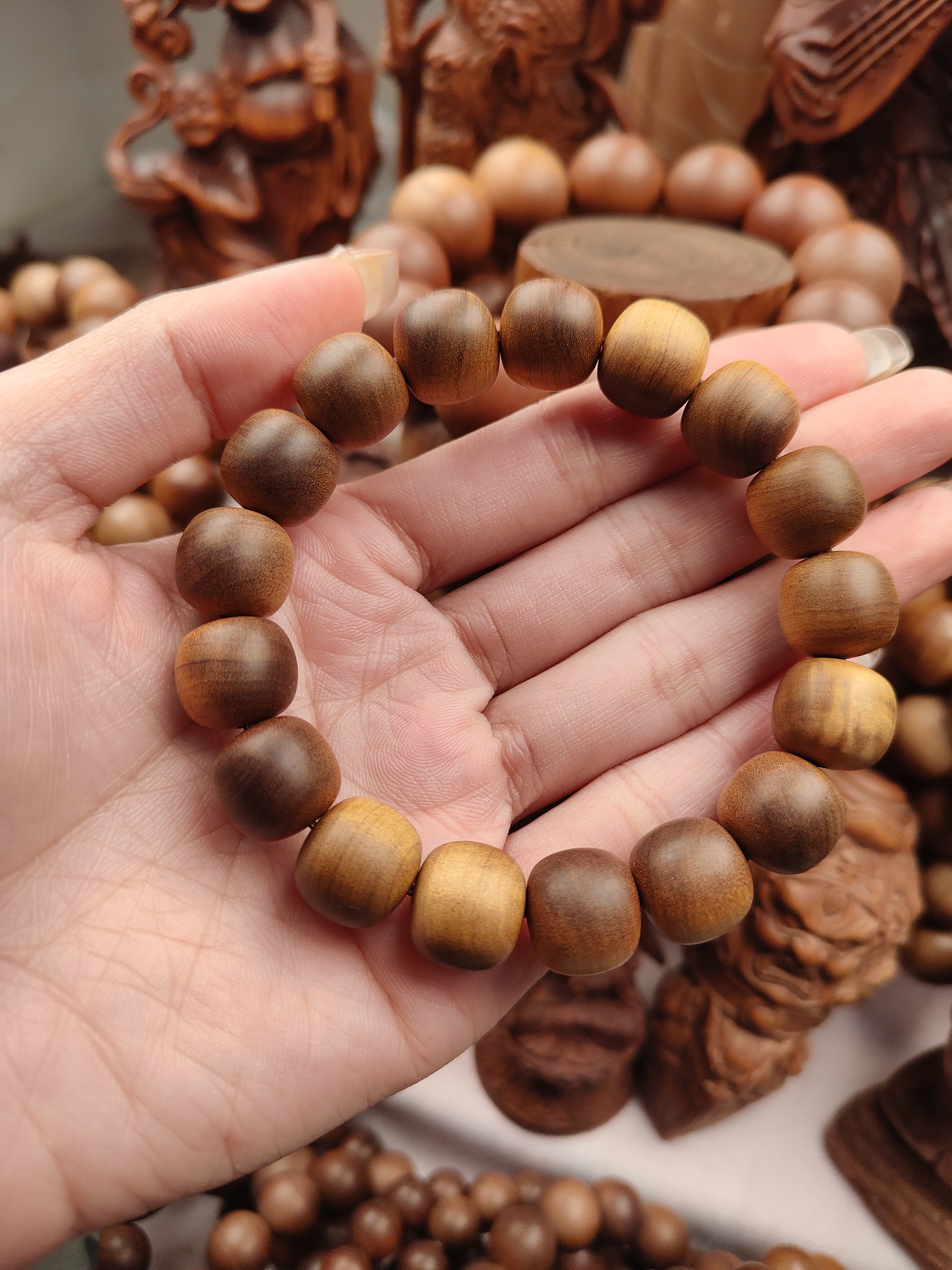 老山檀香12*13老型珠手串 奶香