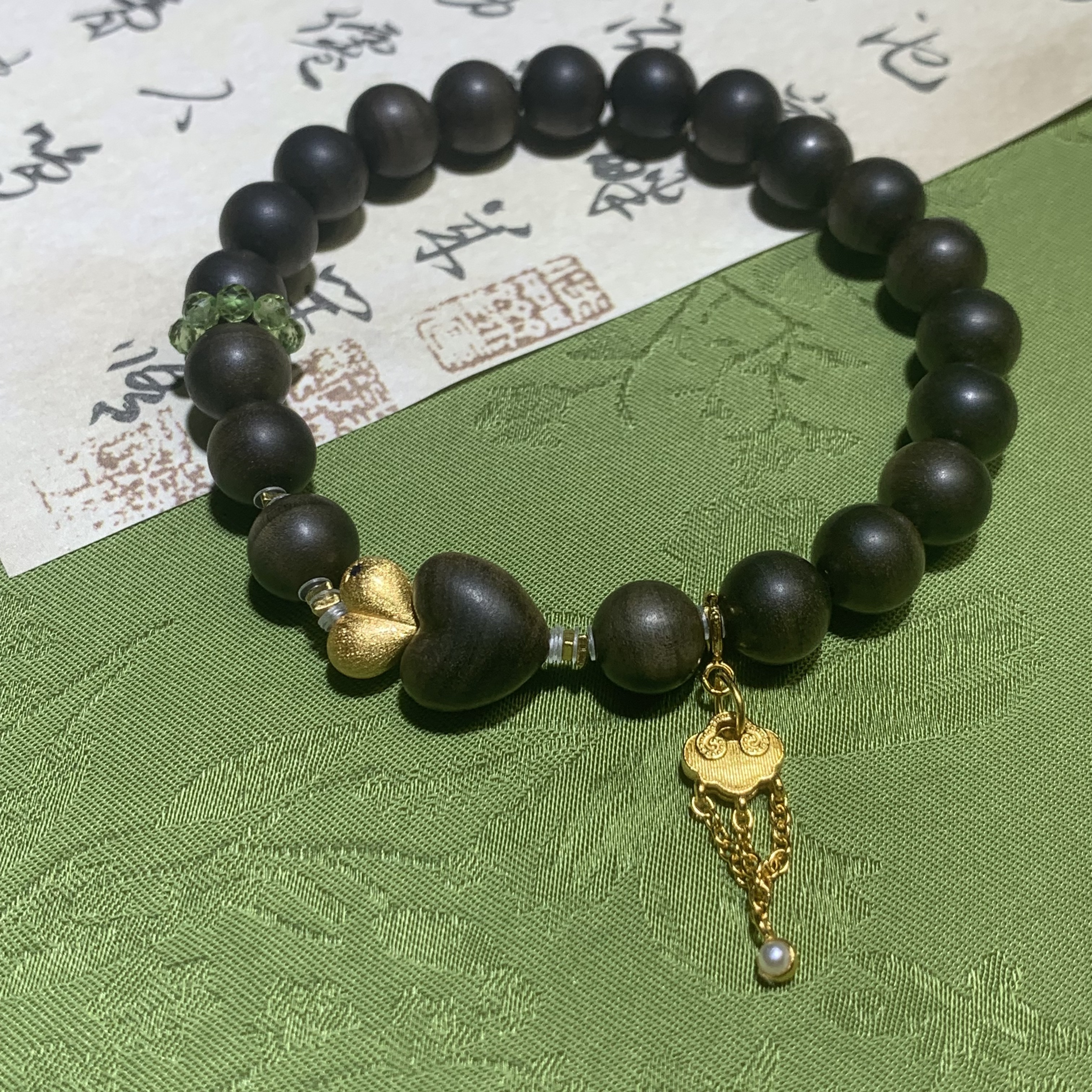 【星河】正区印度老山檀香阴沉爱心虎皮纹横纹手串文玩女孩