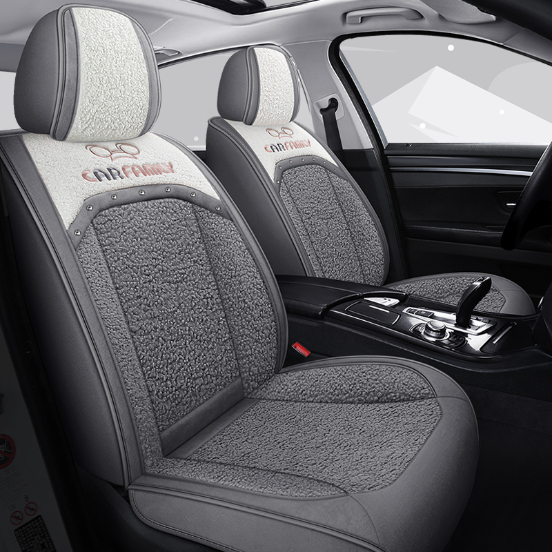 新款萌兔汽车座垫秋冬季毛绒全包围通用女士高档保暖座椅套
