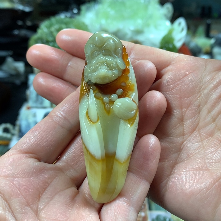 蛇纹石玉手把件未镶嵌