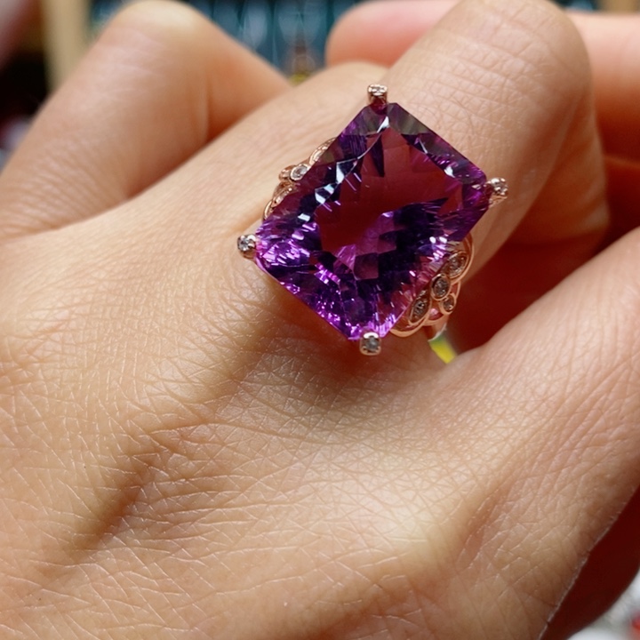 银S925镶嵌戒指水晶天然水晶戒指