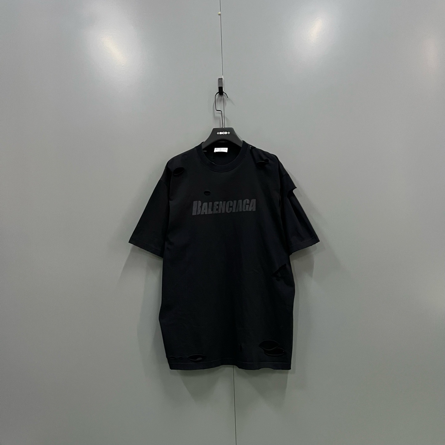 99新 Balenciaga/巴黎世家 c25 黑色大破坏logo短袖 S码206472