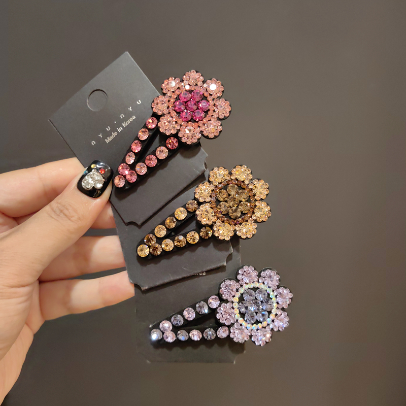 韩国bb夹边夹6cm太阳花向日葵植物发夹田园民族风带钻发夹女儿童