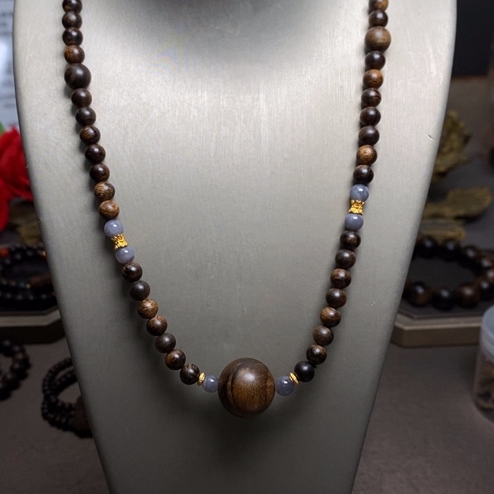 手串沉香越南芽庄帝王紫棋0.6+芽庄白棋楠瘤疤配饰