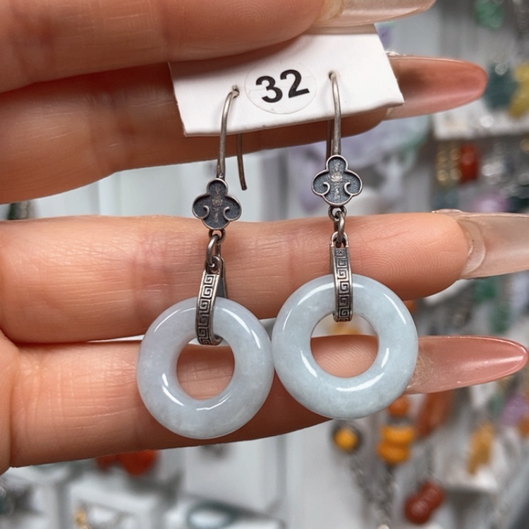 【闪购商品】翡翠耳饰银S925镶嵌耳饰