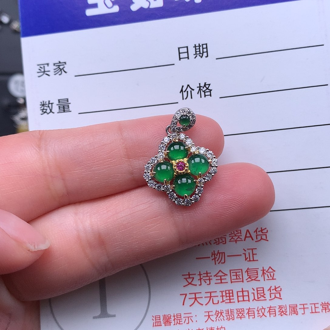 翡翠银S925镶嵌颈饰项链925