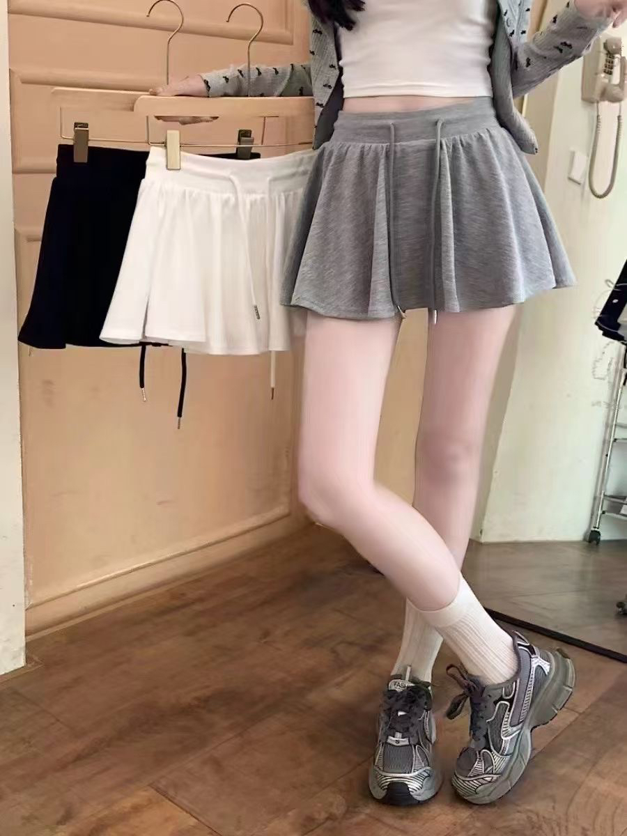 【多宝】夏季百搭抽绳高腰显瘦半身裙女防走光A字短裙6605