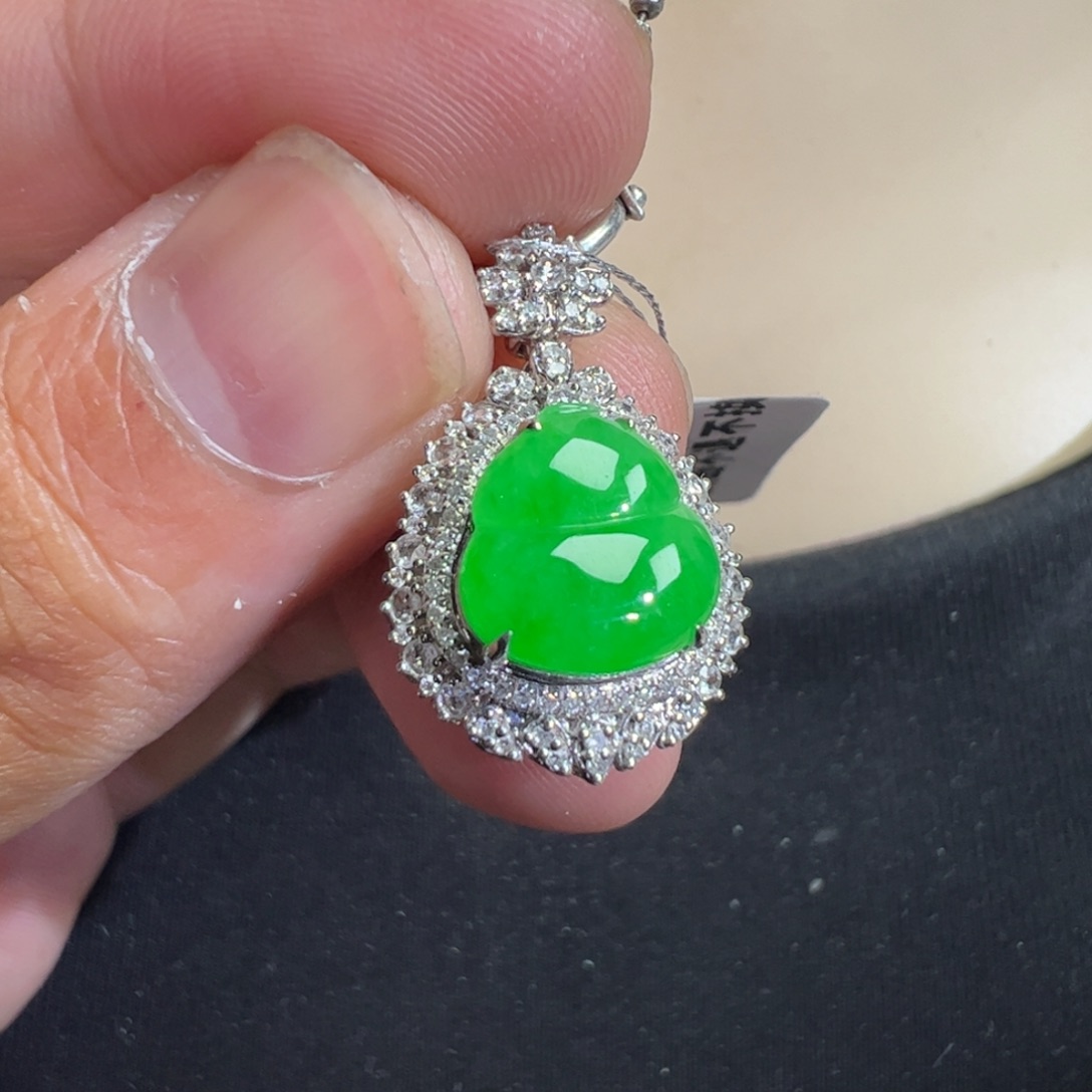 翡翠18K金镶嵌吊坠(不含链)